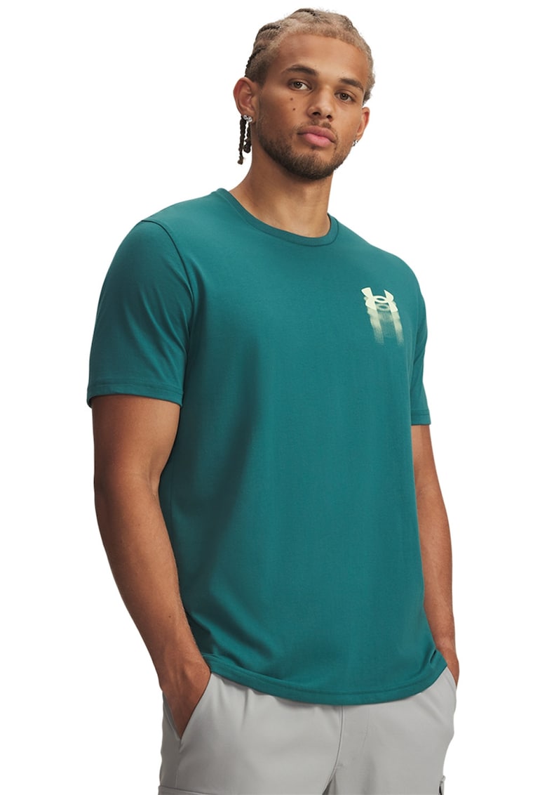 Tricou lejer cu imprimeu logo Blur - Galben pal/Verde feriga
