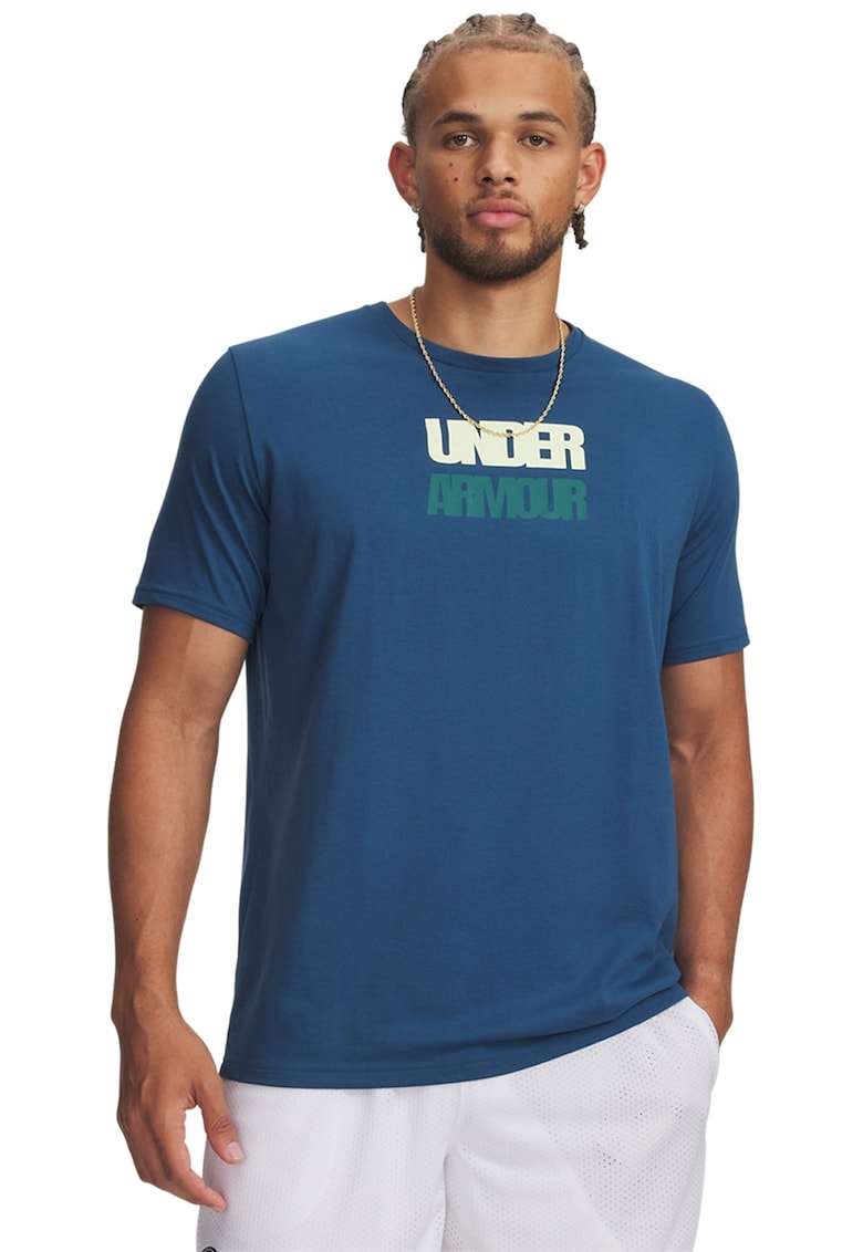 Tricou lejer cu logo Block - Albastru inchis/Galben pal/Lila