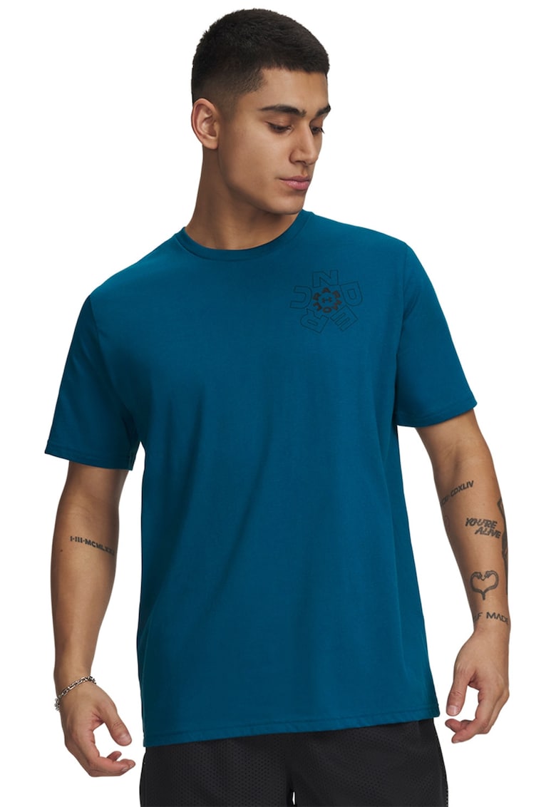 Tricou din amestec de bumbac Radial - Albastru inchis/Roz pastel/Galben pal