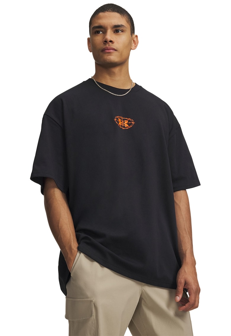 Tricou din amestec de bumbac pentru baschet Hoops - Negru/Portocaliu mandarina