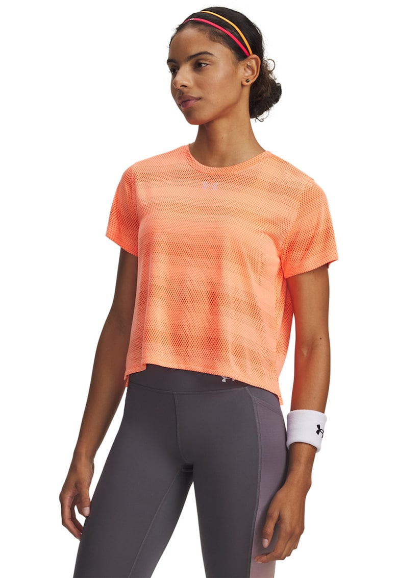 Tricou crop pentru fitness Velociti - Portocaliu mandarina