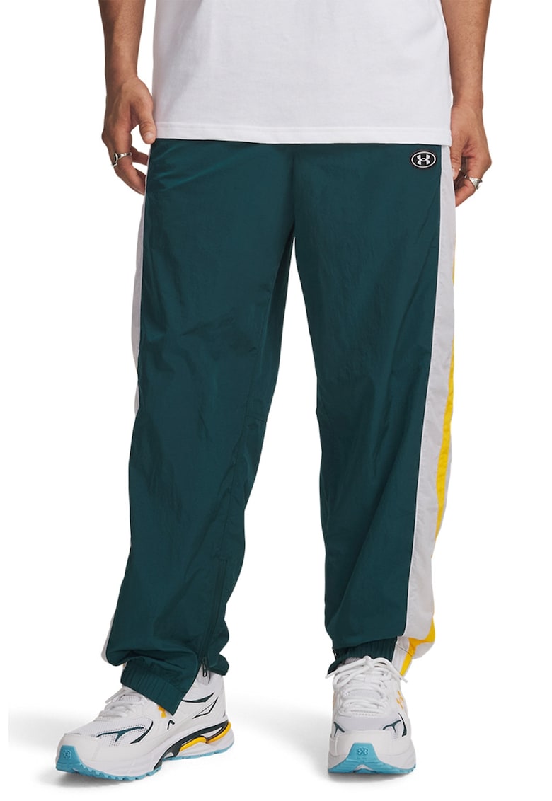 Pantaloni de trening cu snururi Icon - Verde padure/Galben sofran/Alb optic