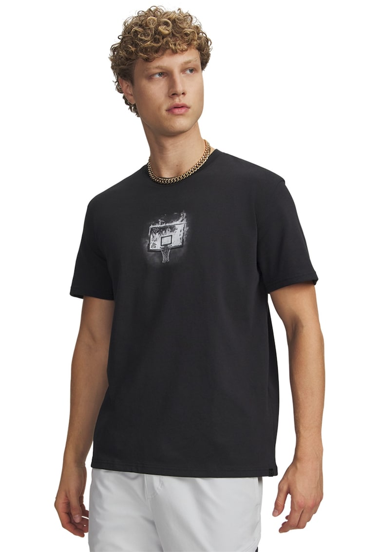 Tricou regular fit cu imprimeu text pentru baschet - Negru