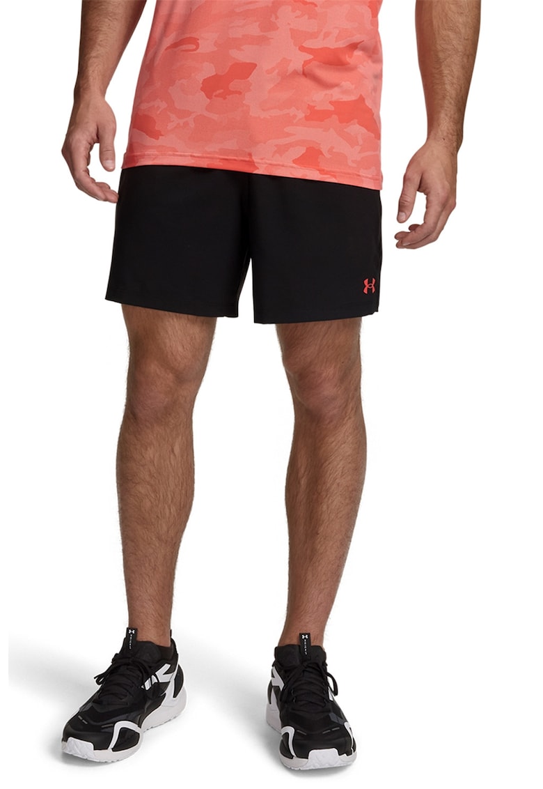Pantaloni scurti cu talie elastica - Negru/Coral