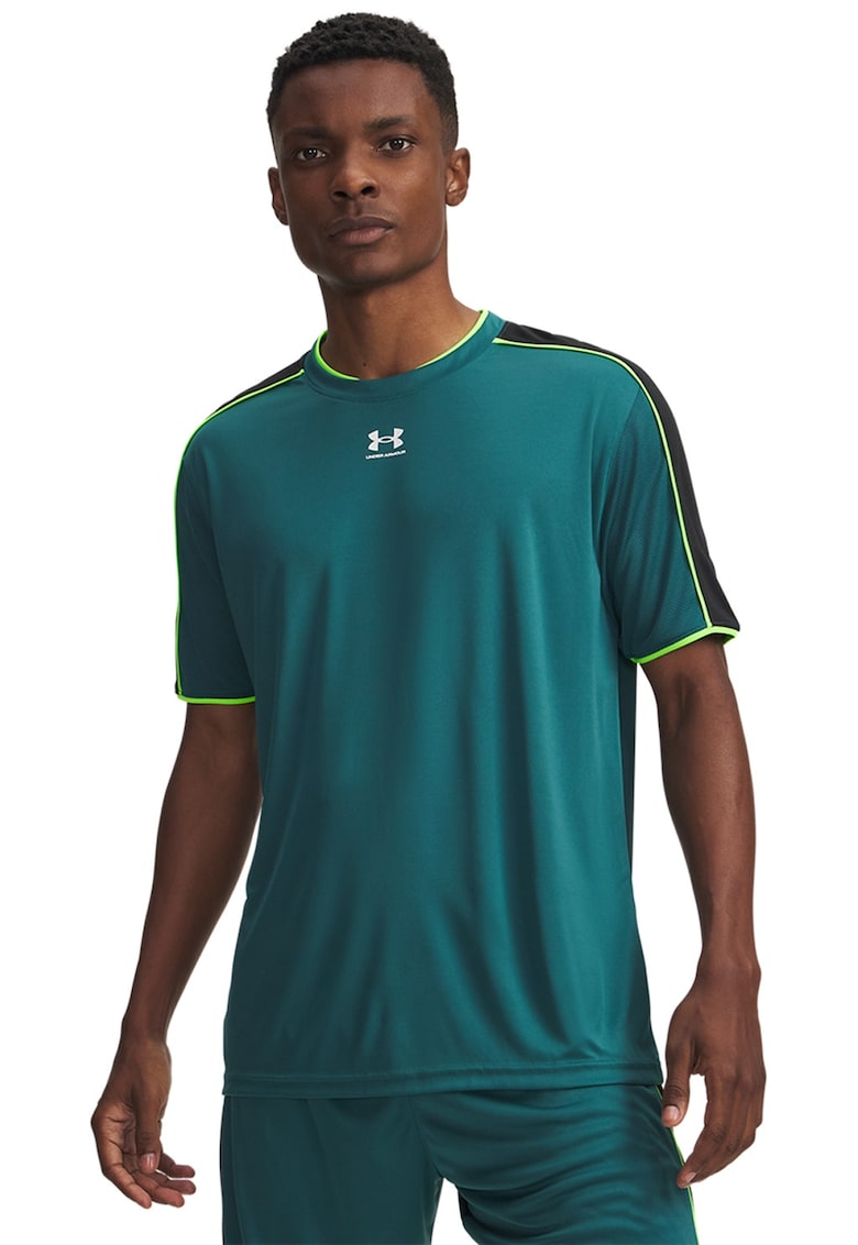 Tricou cu decolteu la baza gatului si logo pentru fotbal Challenger - Verde electric/Verde feriga