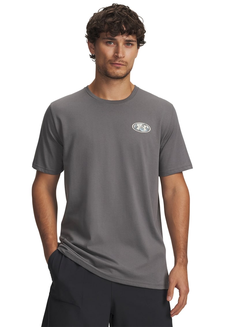 Tricou din amestec de bumbac cu imprimeu foto - Gri inchis