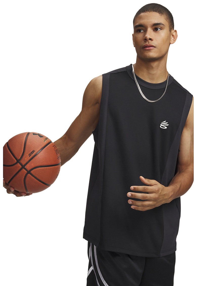 Tricou lejer pentru baschet - fara maneci Curry - Negru/Alb optic