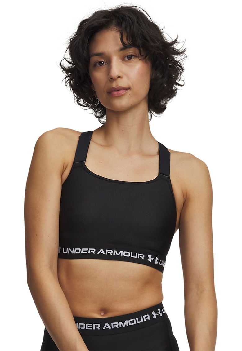 Bustiera cu banda logo - pentru fitness - Negru/Alb optic