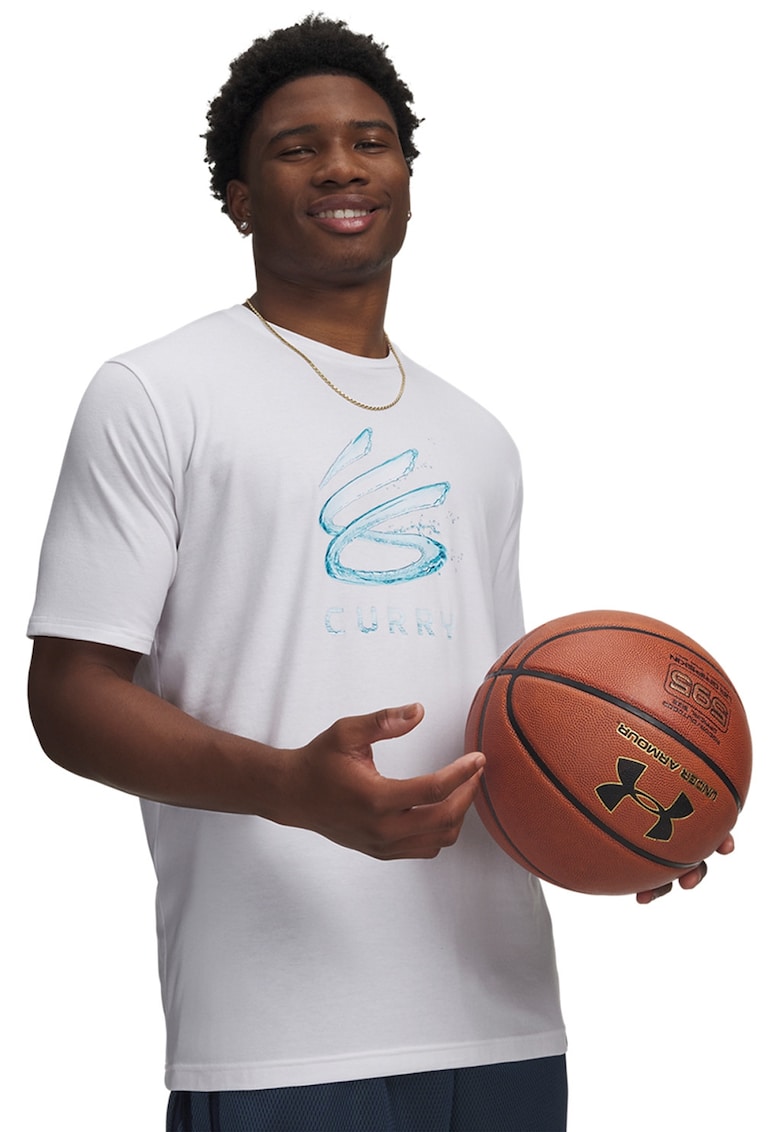 Tricou cu imprimeu pe partea din fata - pentru baschet Curry Splash - Albastru pastel/Alb optic