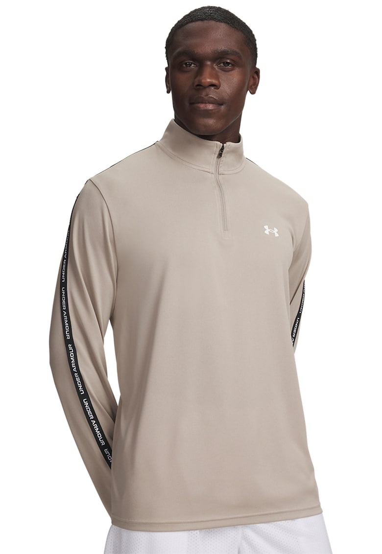 Bluza cu fenta cu fermoar - pentru antrenament Tech Taping - Maro taupe deschis