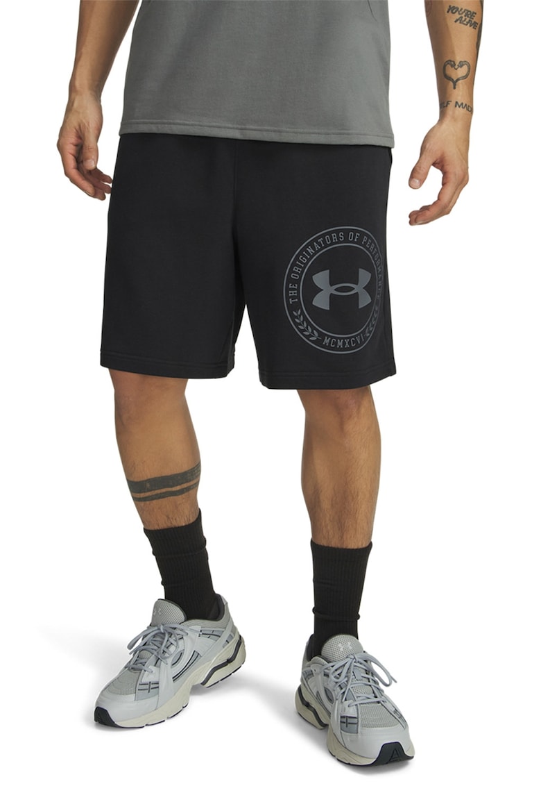 Pantaloni scurti din amestec de bumbac cu croiala lejera si imprimeu logo Rival - Negru