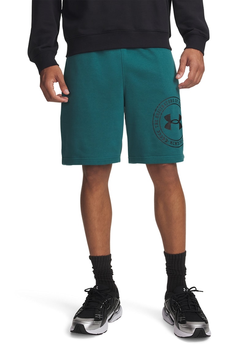 Pantaloni scurti din amestec de bumbac cu croiala lejera si imprimeu logo Rival - Negru/Verde feriga