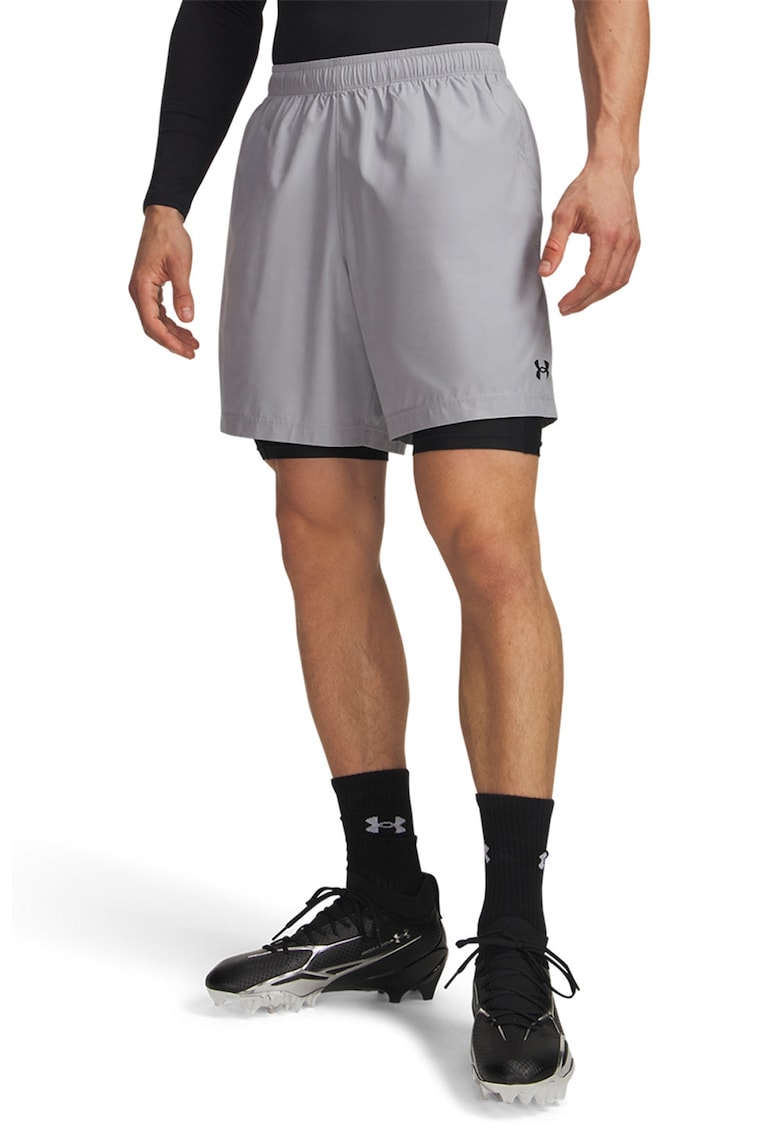 Pantaloni scurti cu aspect tesut - pentru fitness Tech 7in - Negru stins