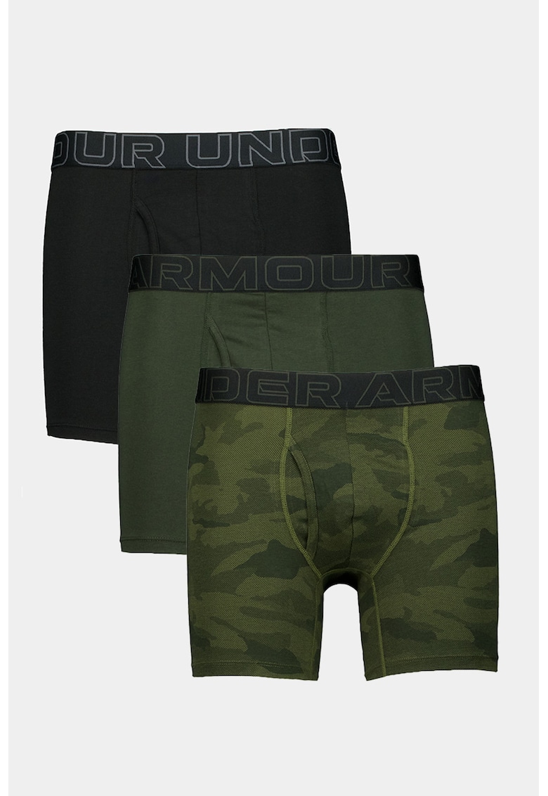 Set de boxeri pentru fitness Performance - 3 perechi - Negru/Verde inchis