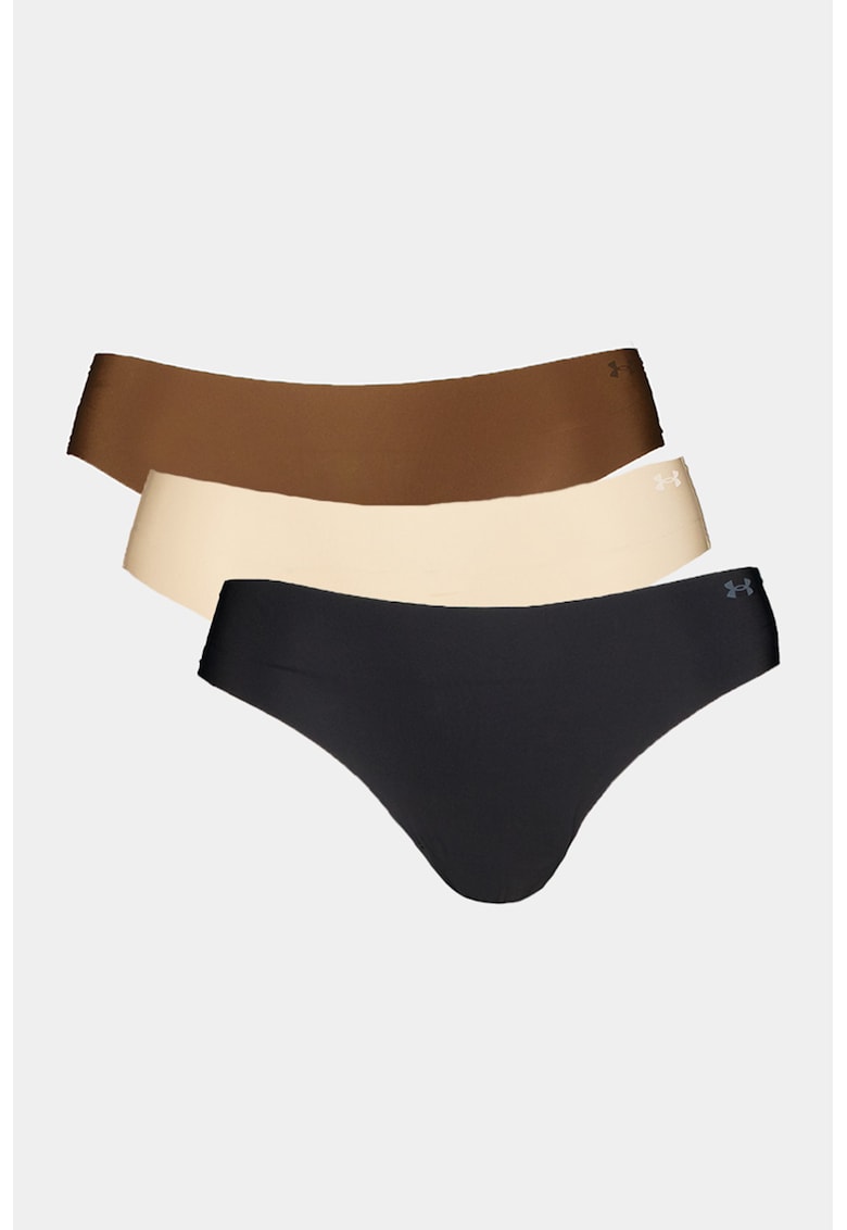 Set de chiloti pentru fitness Pure Stretch - 3 perechi - Negru/Bej inchis/Maro pamantiu