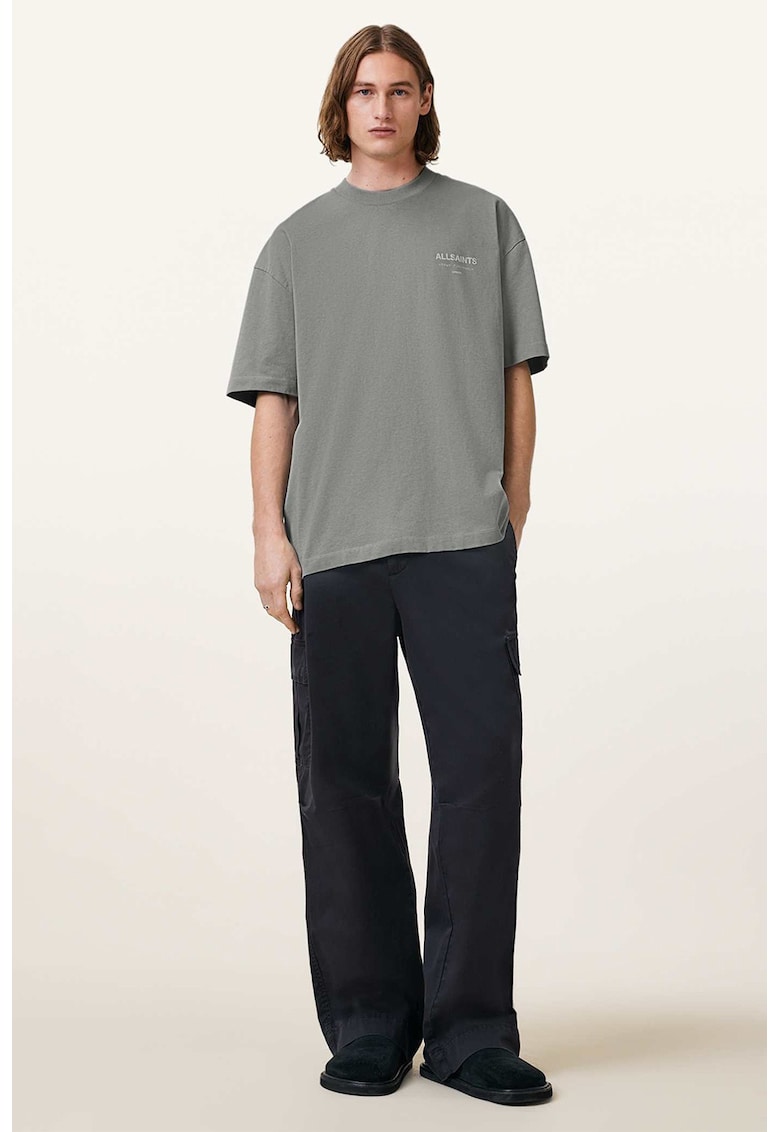 Tricou supradimensionat din bumbac organic cu logo Underground - Gri cenusiu