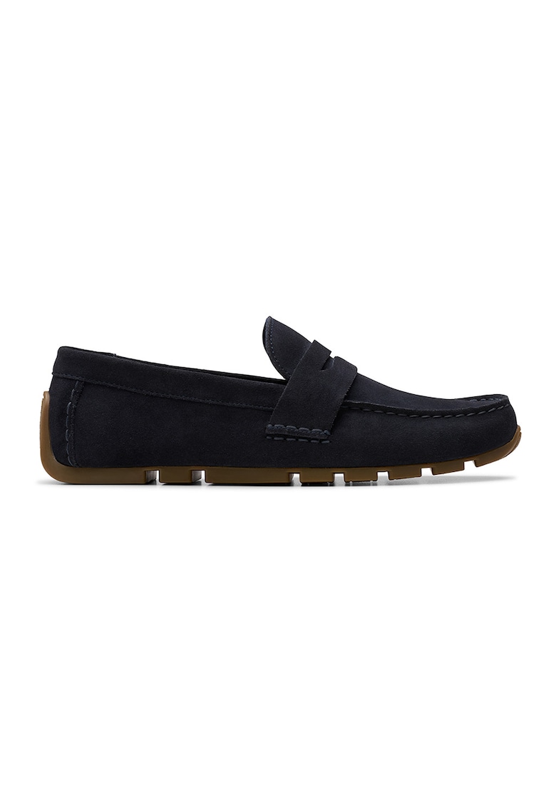 Pantofi loafer de piele intoarsa Corsley Bar - Negru stins/Gri antracit