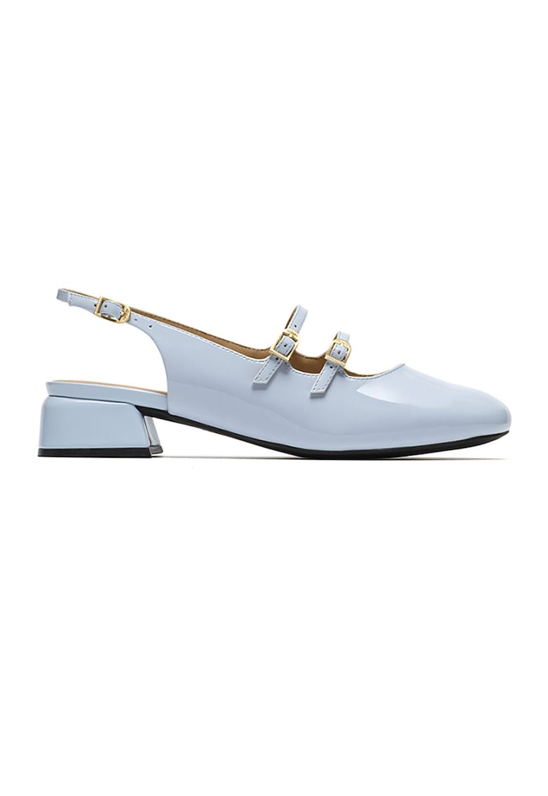 Pantofi slingback Mary Jane de piele lacuita Daiss - Albastru azur