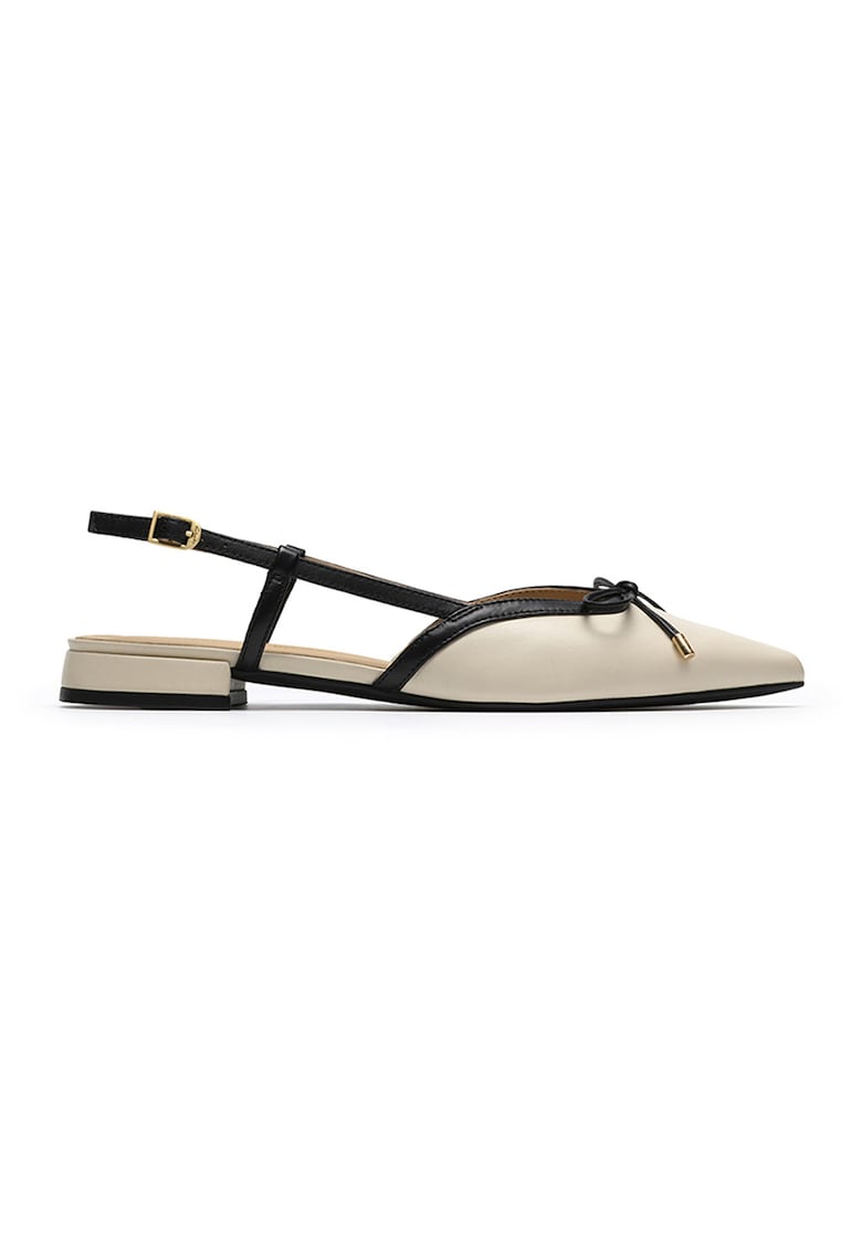 Pantofi slingback de piele Sansa - Negru/Alb murdar