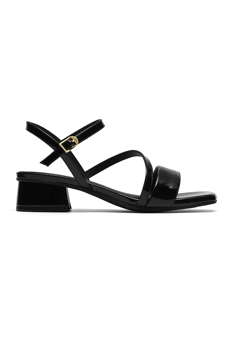 Sandale de piele cu toc masiv Serina - Negru