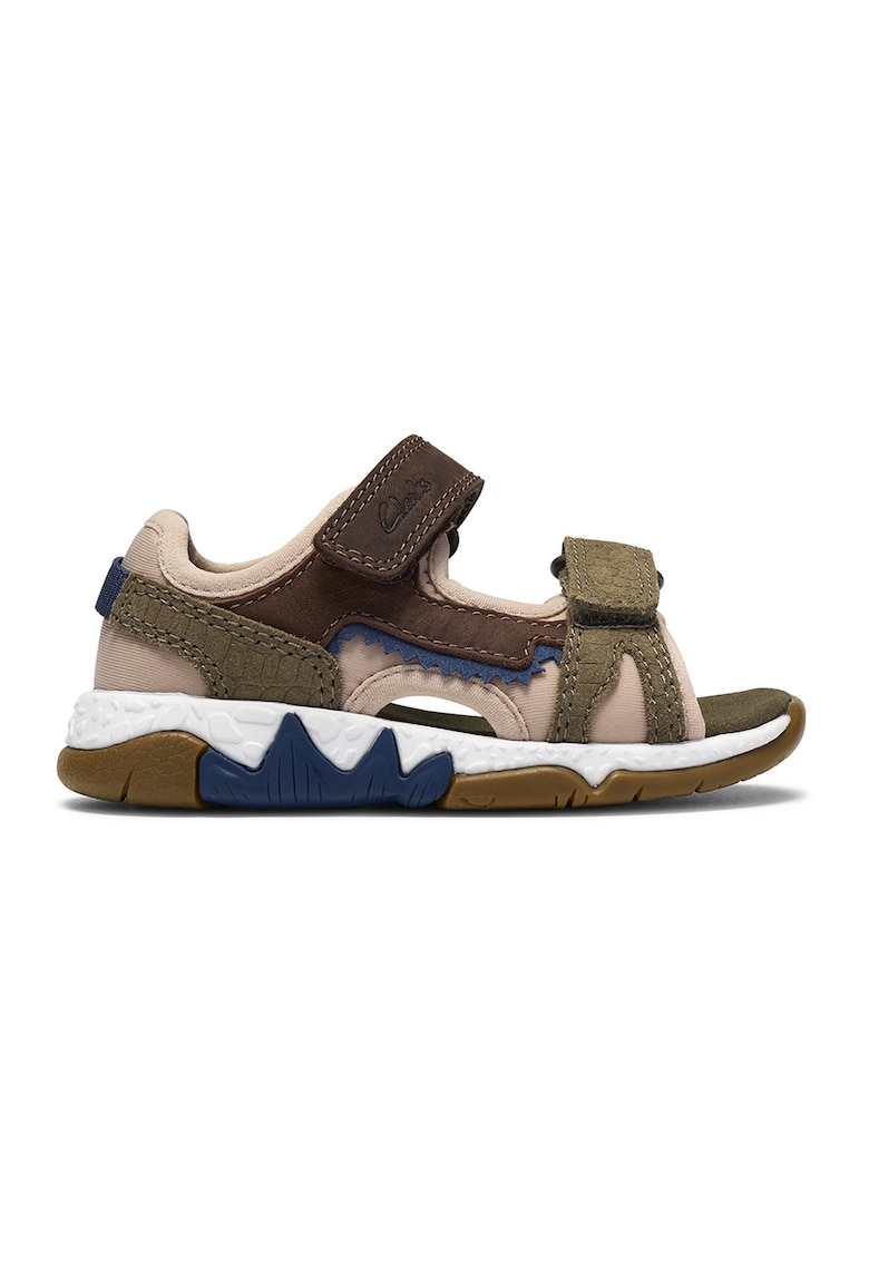 Sandale de piele intoarsa cu velcro Spineyspirit-T - Maro inchis/Maro camel/Kaki inchis
