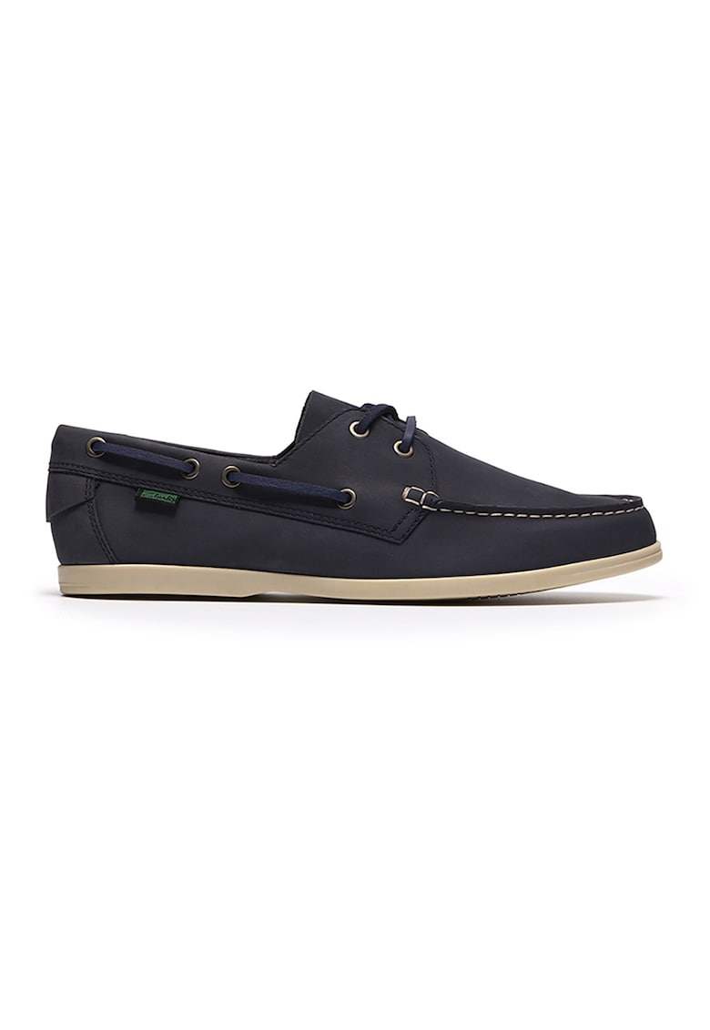 Pantofi boat de piele nabuc Charmouth - Gri carbune/Bleumarin