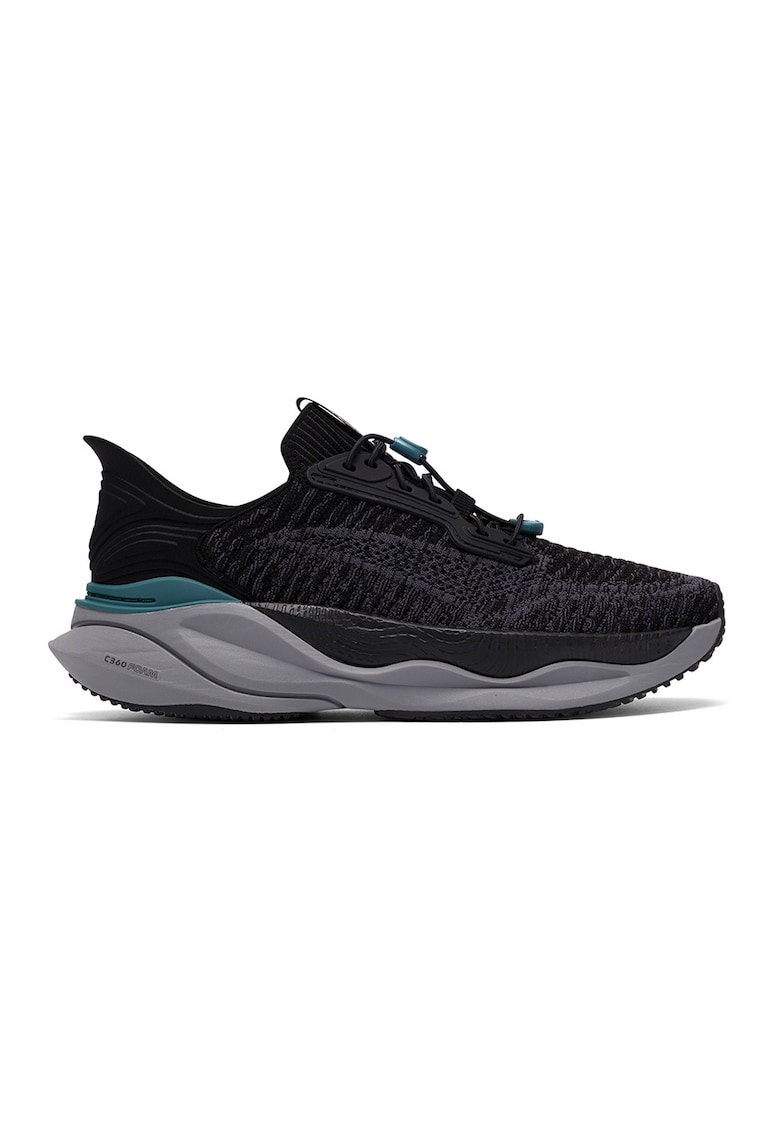Pantofi sport din material textil cu sireturi elastice - Negru