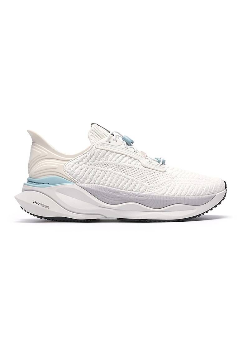 Pantofi sport din material textil cu sireturi elastice - Alb fildes/Alb murdar