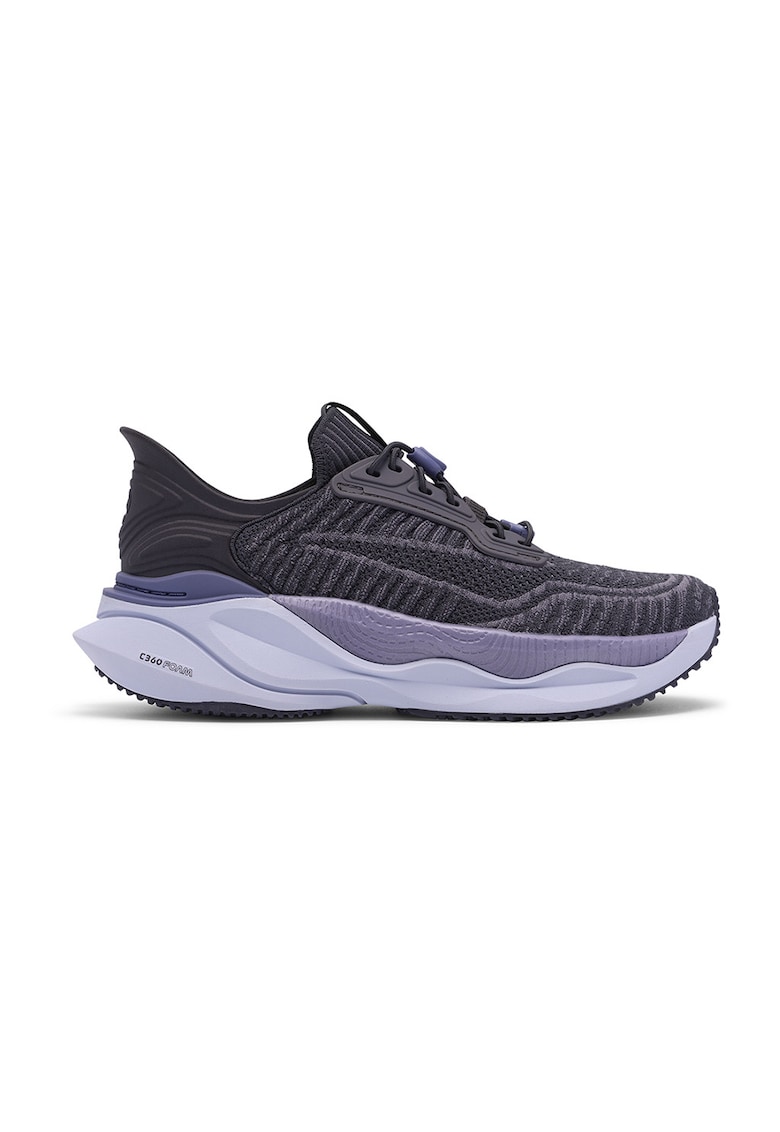 Pantofi sport din material textil cu sireturi elastice - Gri inchis/Gri carbune