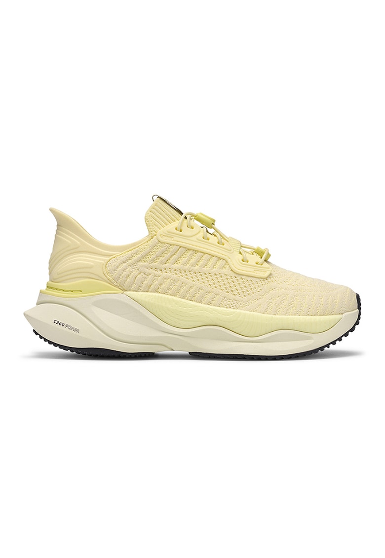 Pantofi sport din material textil cu sireturi elastice - Galben pal