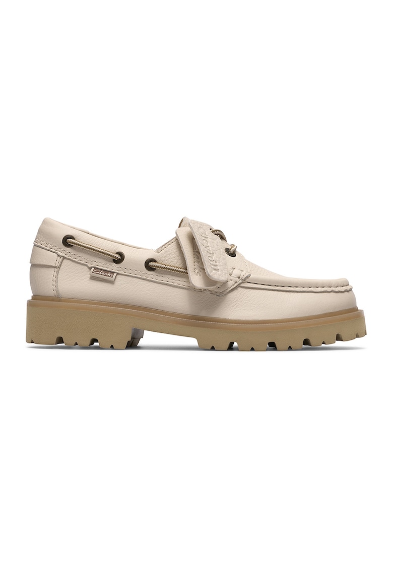 Pantofi boat de piele Cleyhill - Alb murdar