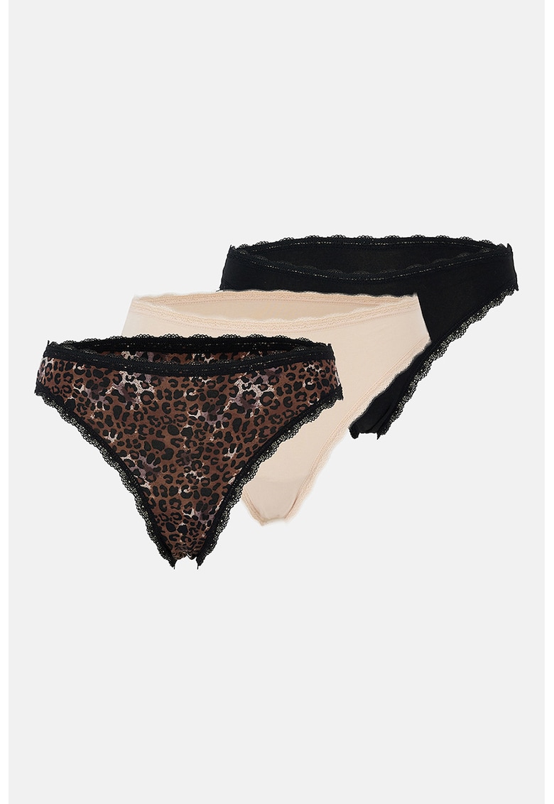 Set de chiloti din amestec de modal - 3 perechi - Negru/Maro/Bej deschis