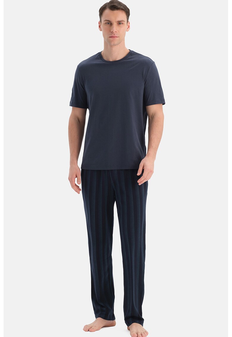 Pantaloni de pijama din amestec de modal - Negru/Bleumarin