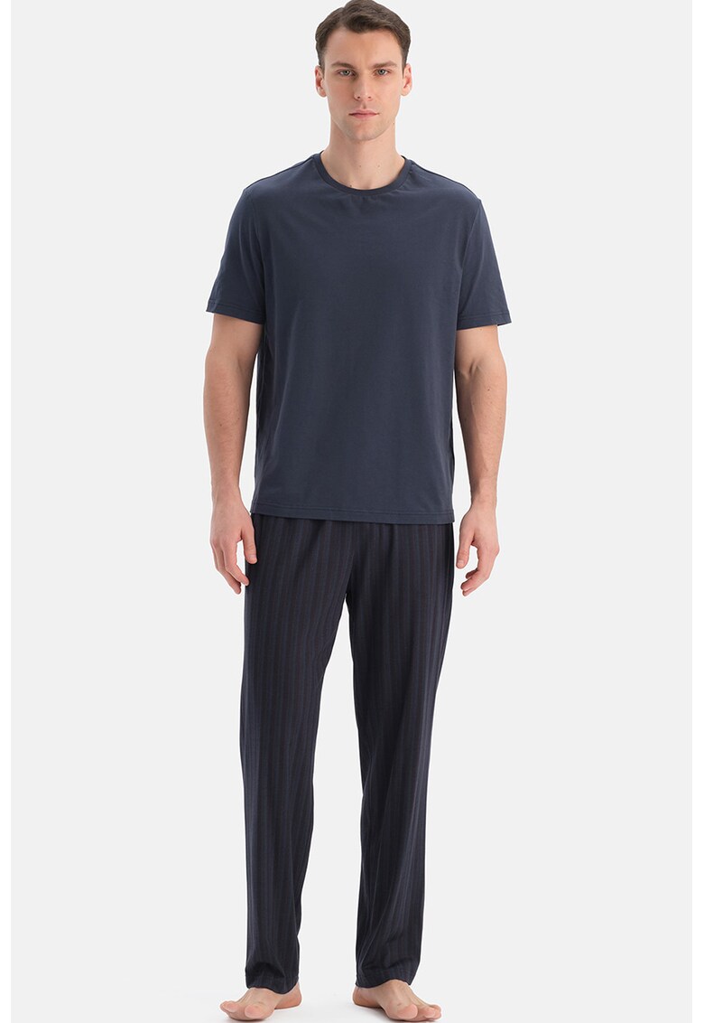 Pantaloni de pijama din amestec de modal - Negru/Albastru ultramarin