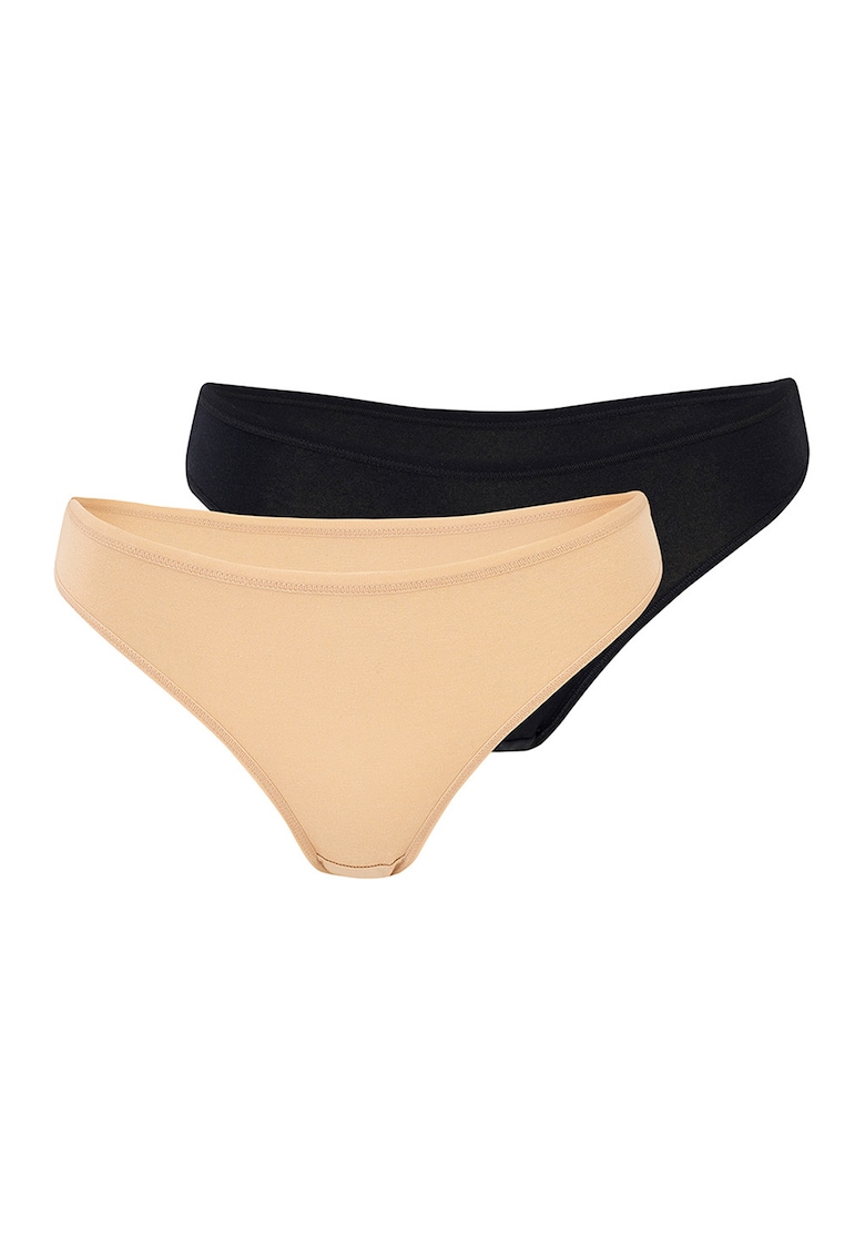 Set de chiloti din amestec de modal - 2 perechi - Negru/Bej