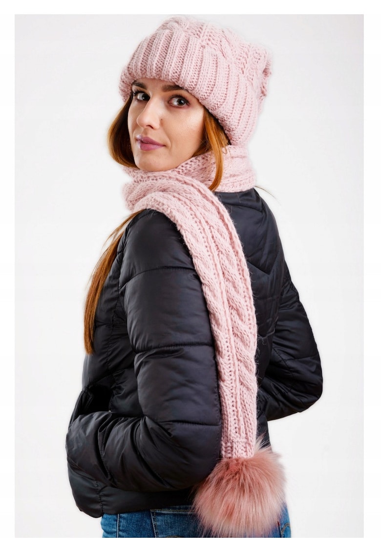 Set Caciula cu Fular - Cz07 - Roz - Marime Unica
