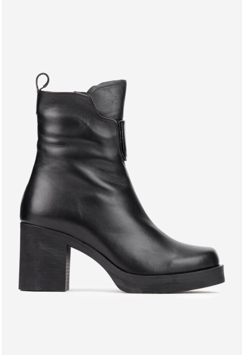 Botine dama negre din piele - Negru