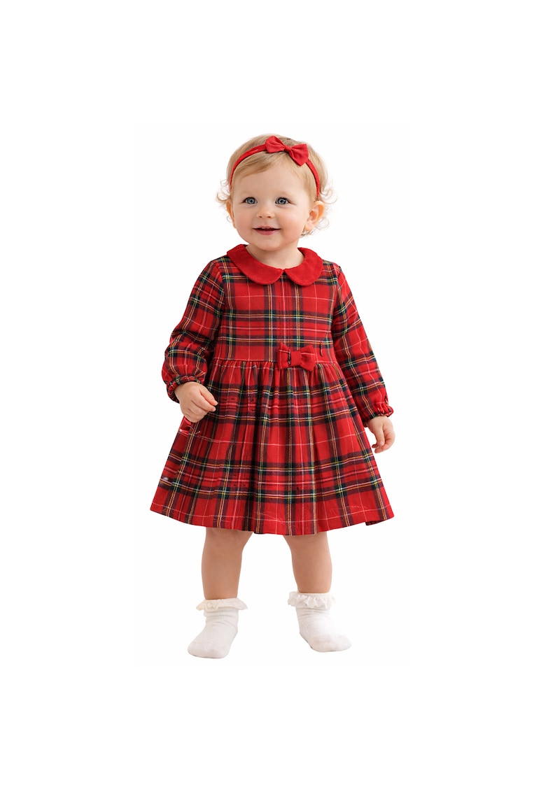 Rochie Craciun fetita iDO carouri rosii - cu fermoar ascuns Rosu