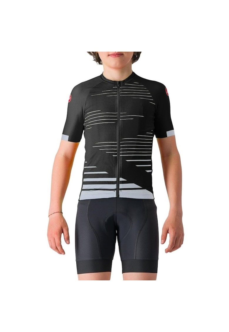 Tricou ciclism copii Alb/Negru