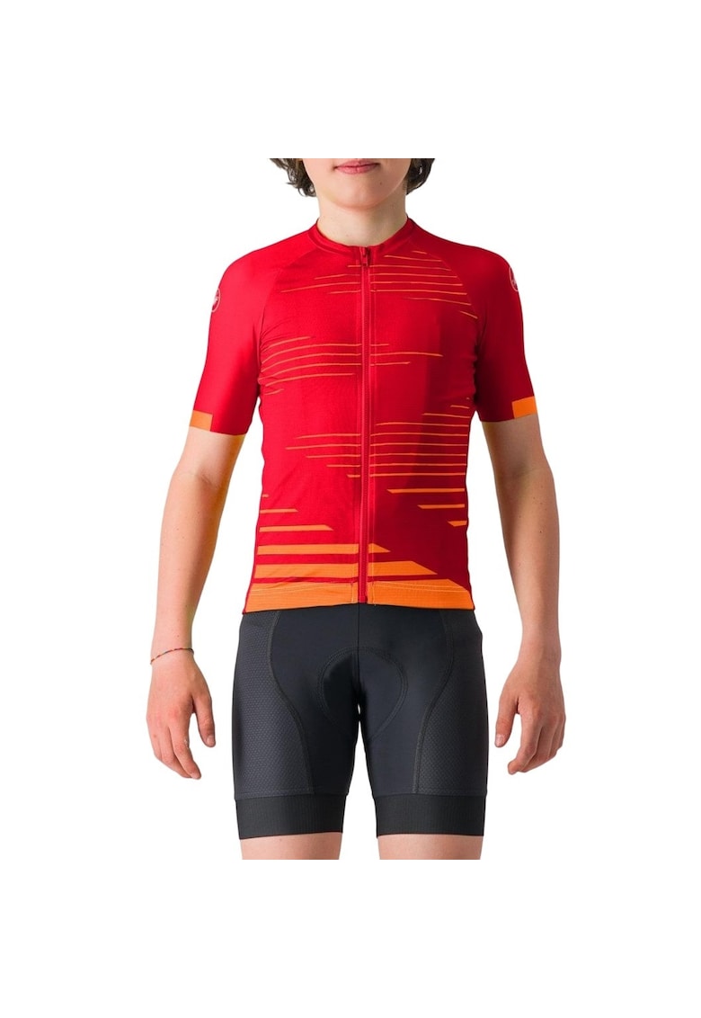 Tricou ciclism copii Aero - Rosu/Portocaliu