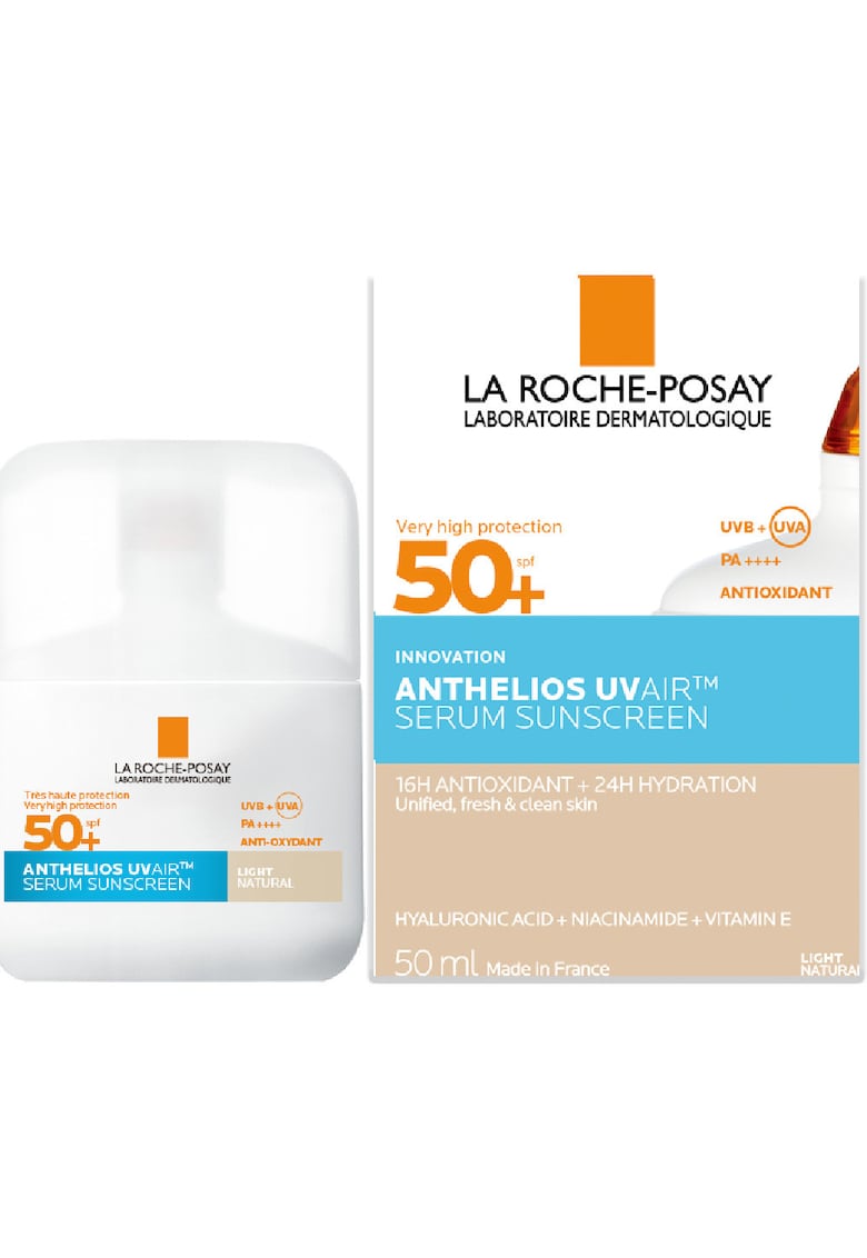 Anthelios UVAir Serum Solar Cu Nuanta Deschisa Natural SPF 50+ - Protectie Solara de Ultima Generatie Impotriva Radiatiilor UV si a Poluarii - 50ml -