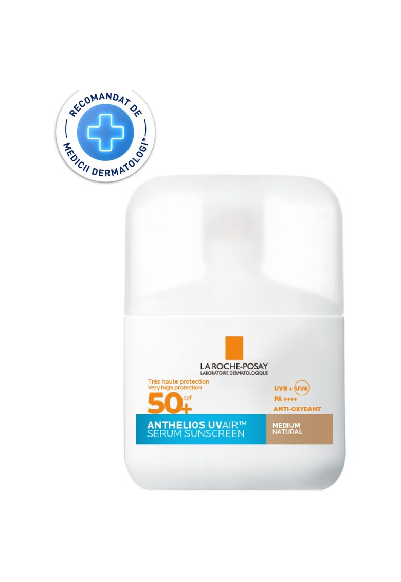 Anthelios UVAir Serum Solar cu Nuanta Medie Natural - Protectie Solara de Ultima Generatie Impotriva Radiatiilor UV si a Poluarii SPF 50+ - 50ml