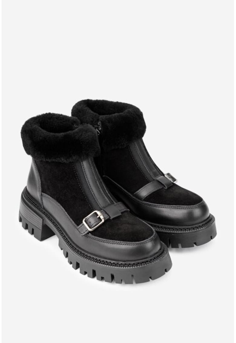 Ghete negre din piele intoarsa - Negru
