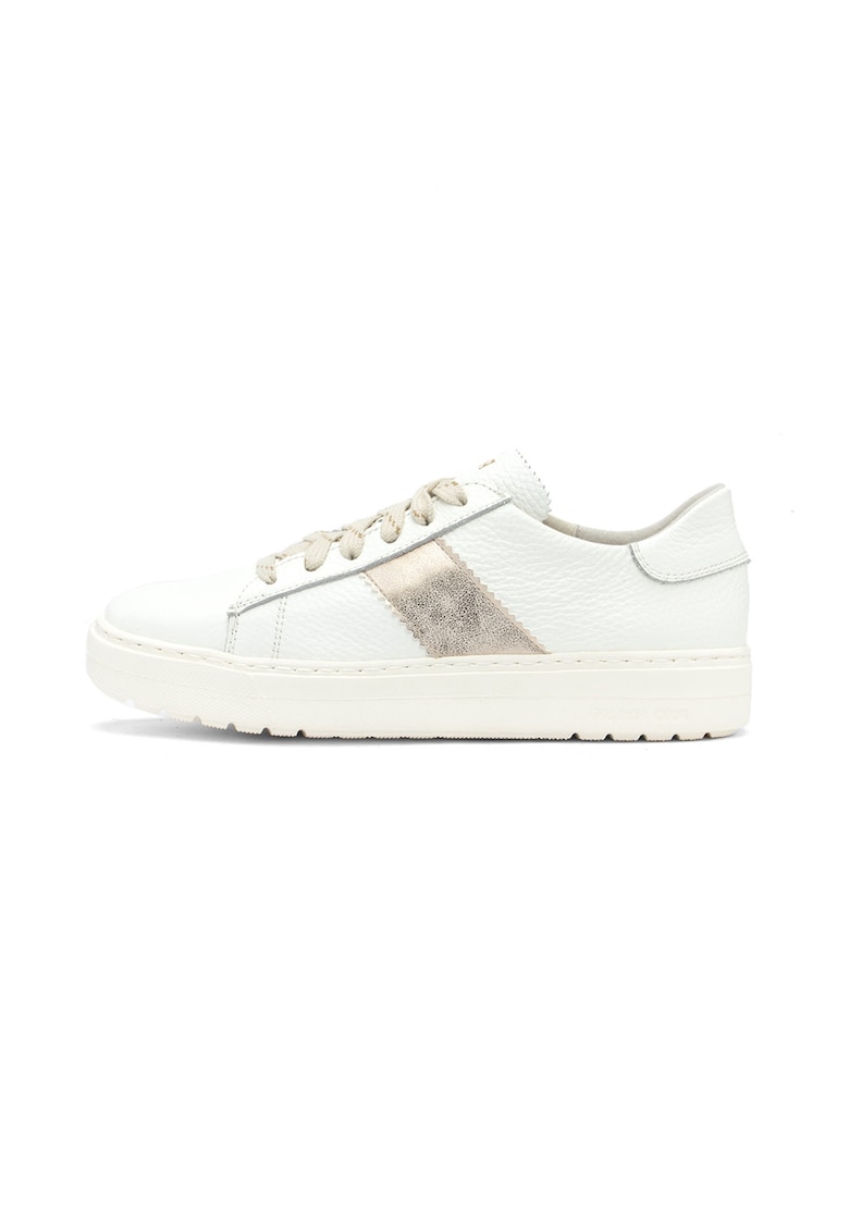 Pantofi sport de piele si piele intoarsa - Auriu platinat/Alb murdar