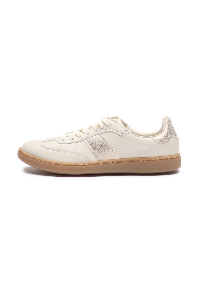 Pantofi sport din piele intoarsa si piele ecologica Marcella - Bej/Auriu platinat