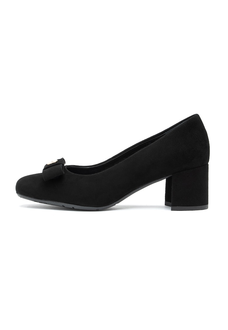 Pantofi de piele intoarsa cu varf rotund - Negru