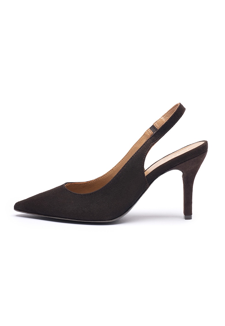 Pantofi slingback de piele intoarsa - Maro inchis