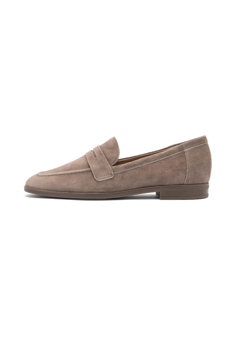 Pantofi loafer uni de piele intoarsa - Maro deschis