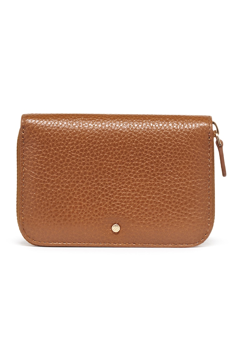 Portofel din piele Saffiano cu fermoar - Ocru