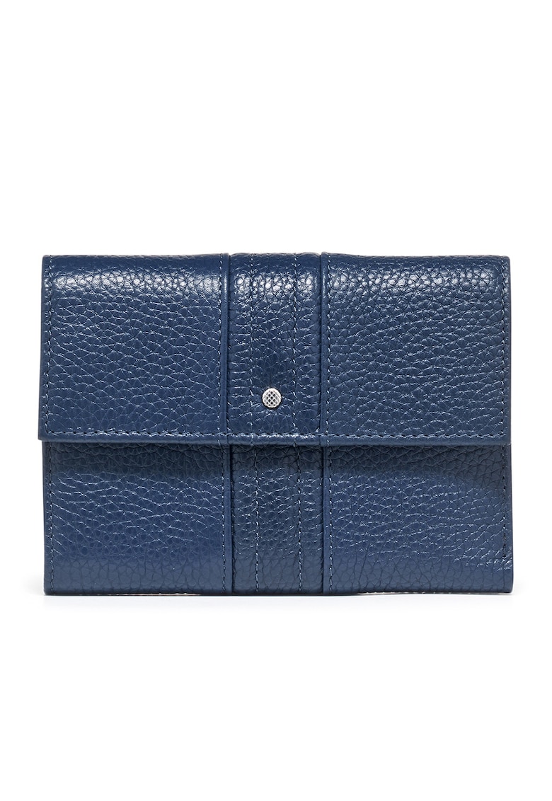 Portofel pliabil de piele cu aspect texturat - Albastru inchis